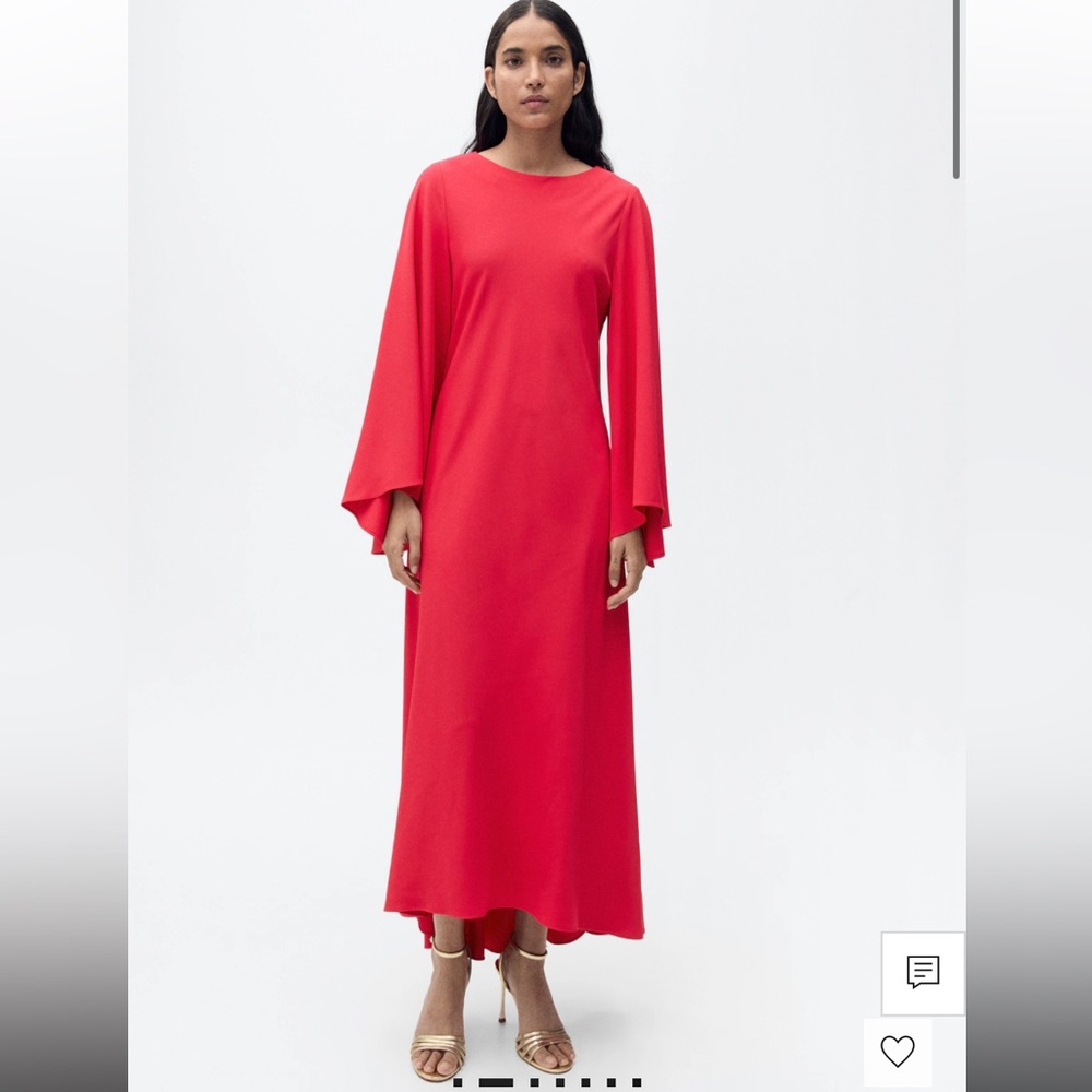 MANGO Flared-sleeve satin dress Elegant Women's Dress